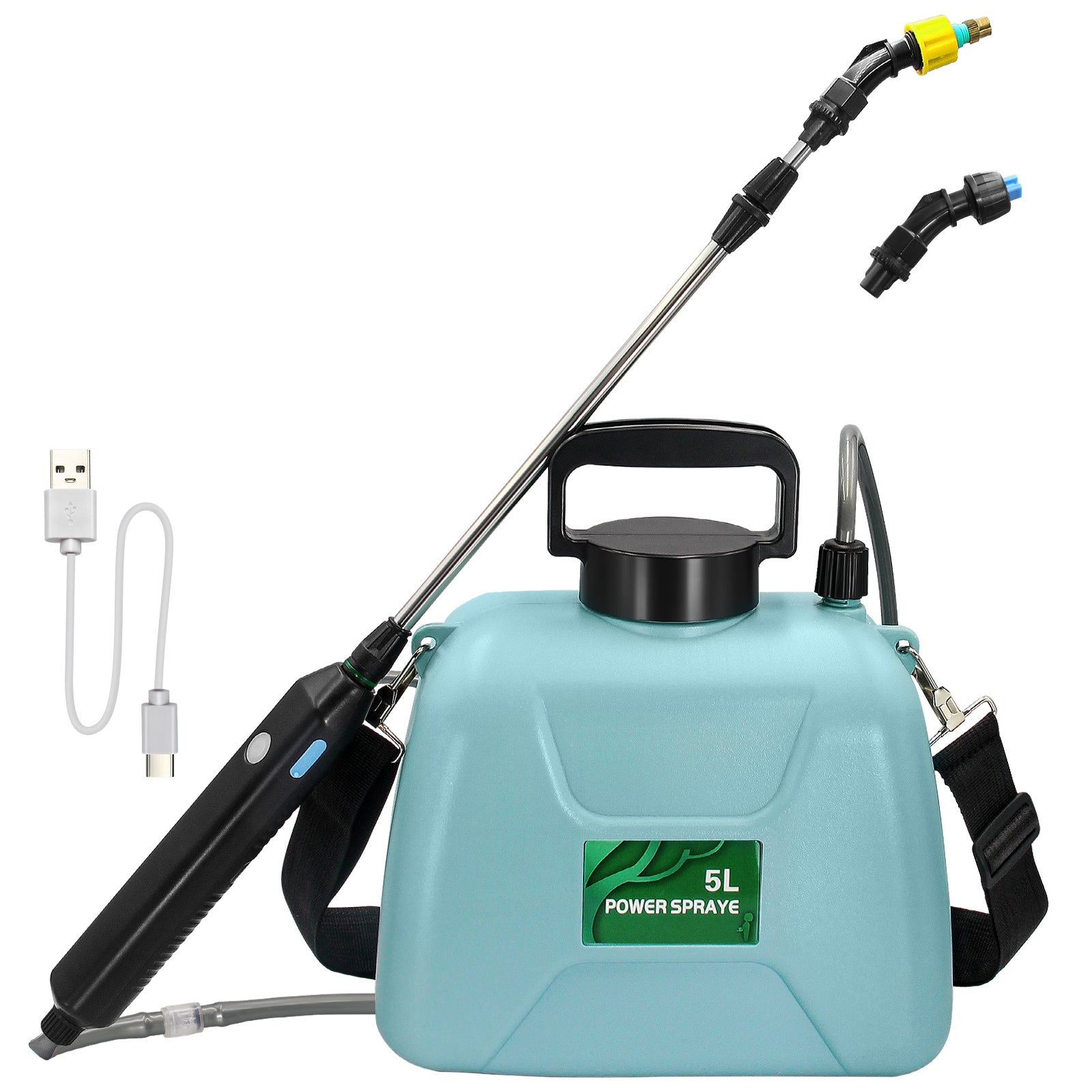 Battery Powered Sprayer 1.35 Gallon/5L with USB Rechargeable Handle (Blue）