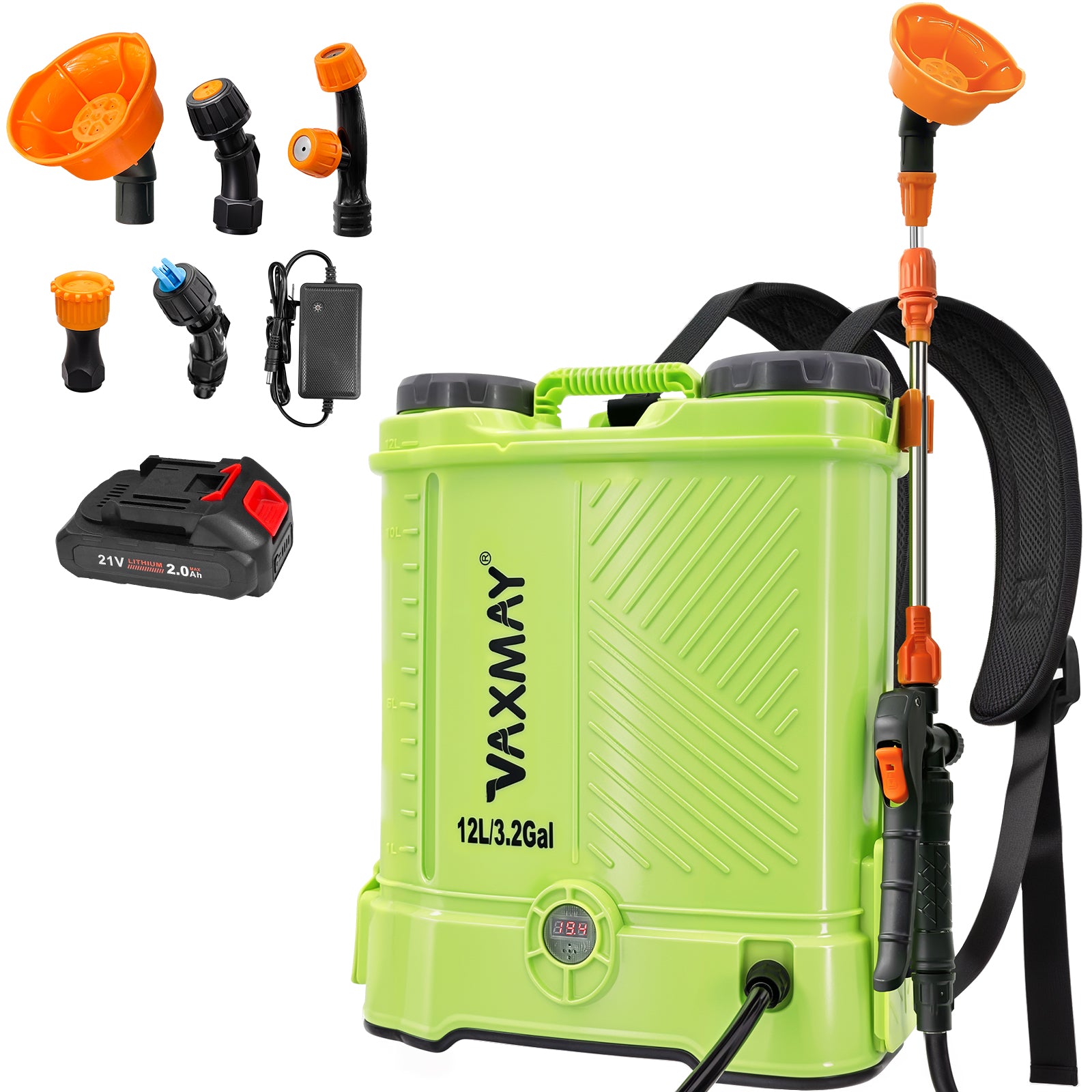 12L 16L Battery Powered Backpack Sprayer 3.2 Gallon 80 PSI Electric Graden Sprayer Works with Makita 18V Battery, Weed Lawn Sprayer with Telescopic Wand, 5 Nozzles, 2.0 Ah Battery & Charger Included