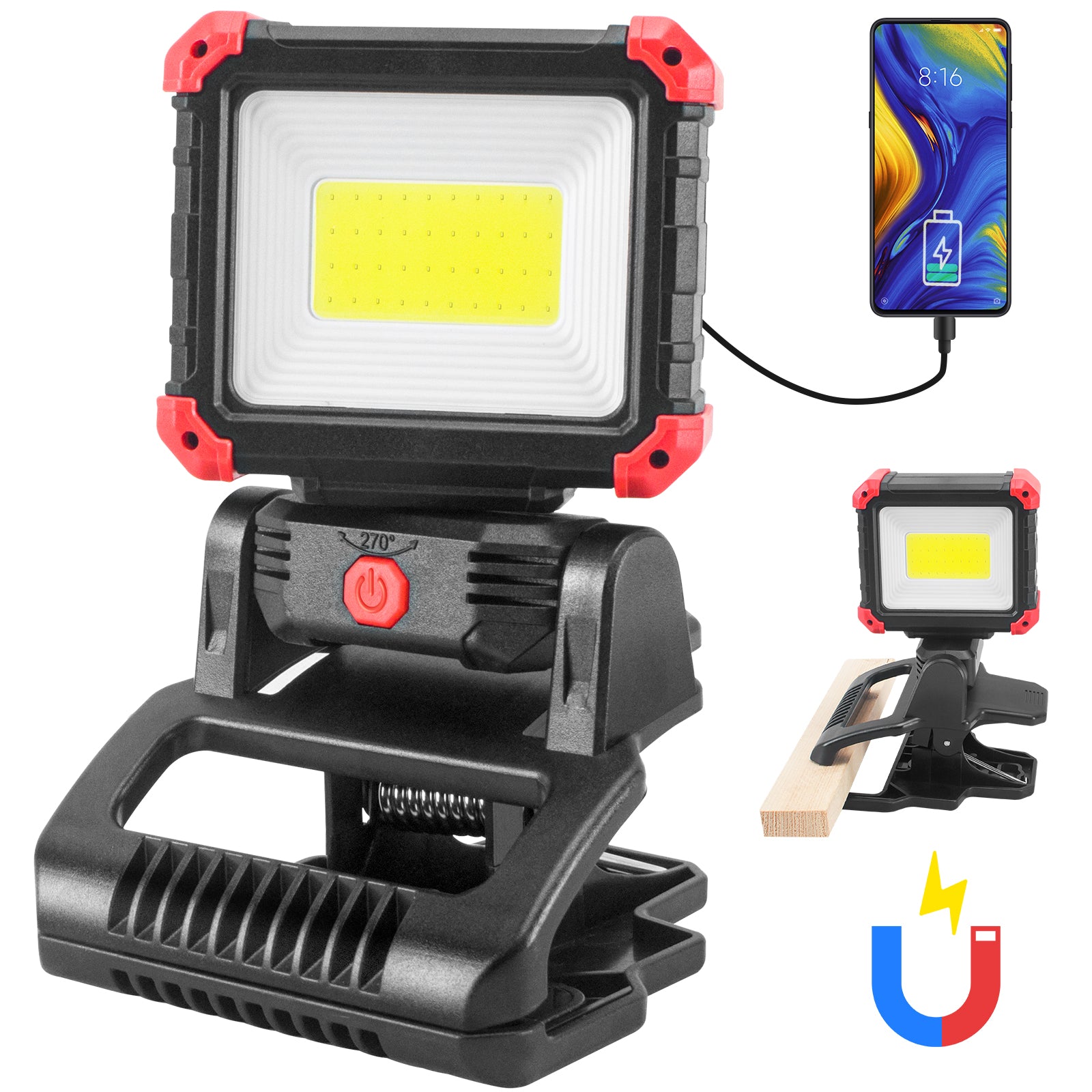 20W LED Rechargeable Work Light with Clamp