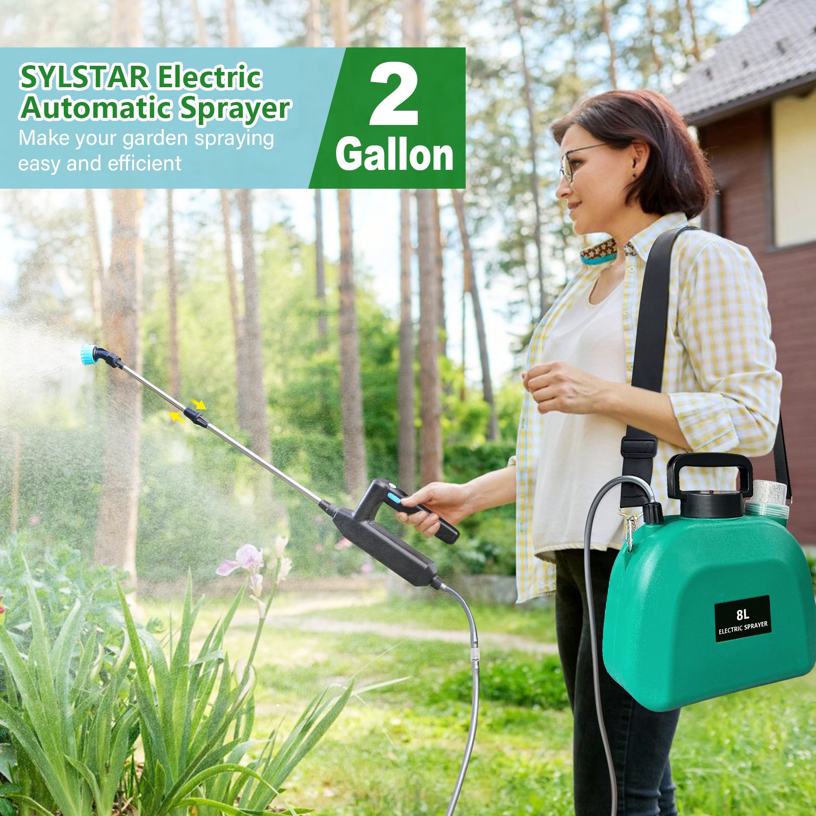 2 Gallon / 8L Battery Powered Garden Sprayer