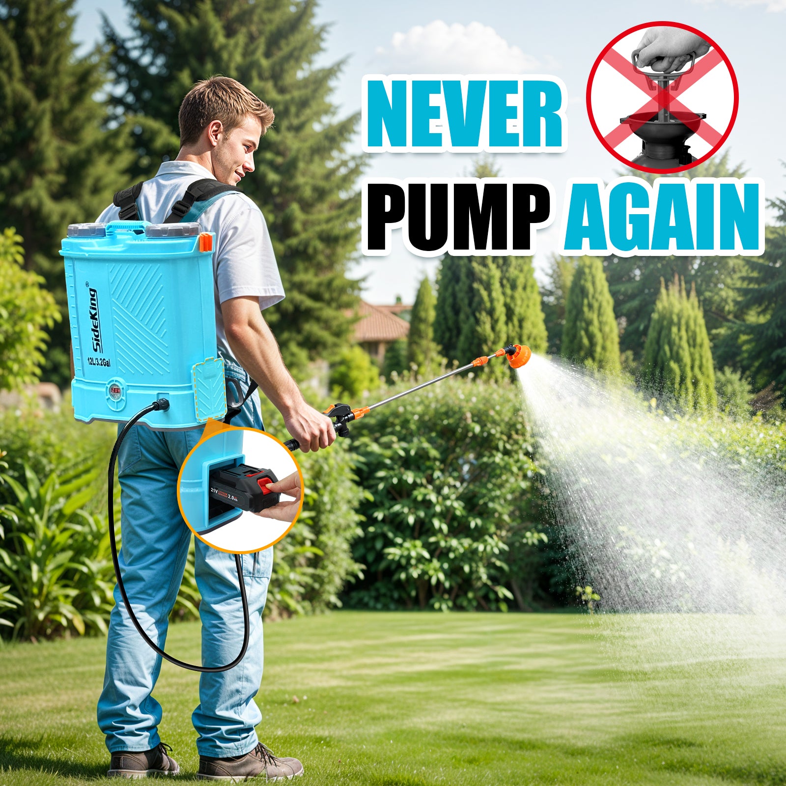 12L 16L Battery Powered Backpack Sprayer 3.2 Gallon 80 PSI Electric Graden Sprayer Works with Makita 18V Battery, Weed Lawn Sprayer with Telescopic Wand, 5 Nozzles, 2.0 Ah Battery & Charger Included