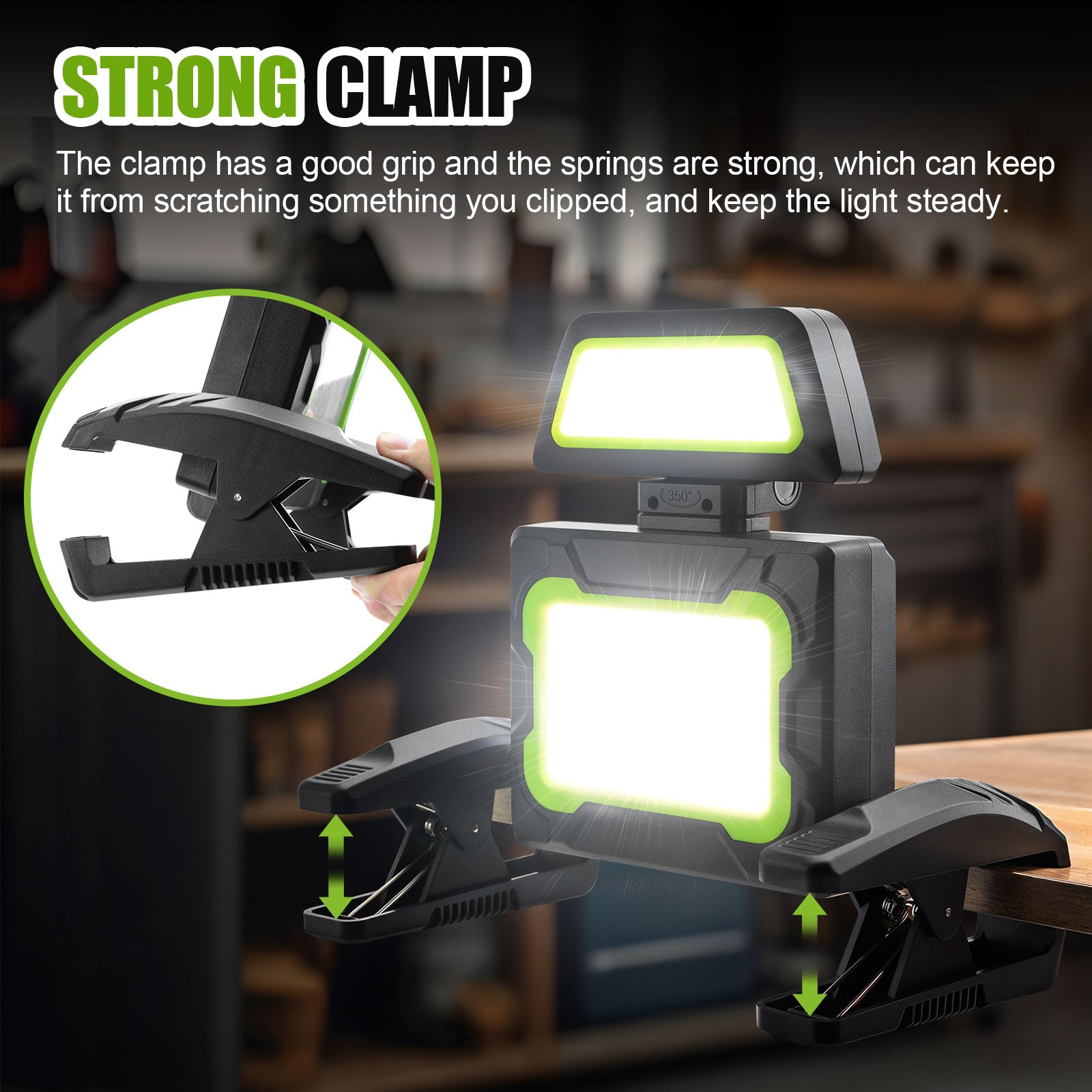 LED Construction Spotlight Battery 5000 Lumen LED Spotlight Battery Work Light with 6 Modes, Portable Work Light for Workshop, Construction Site, Garage, Camping, Outdoor Lighting