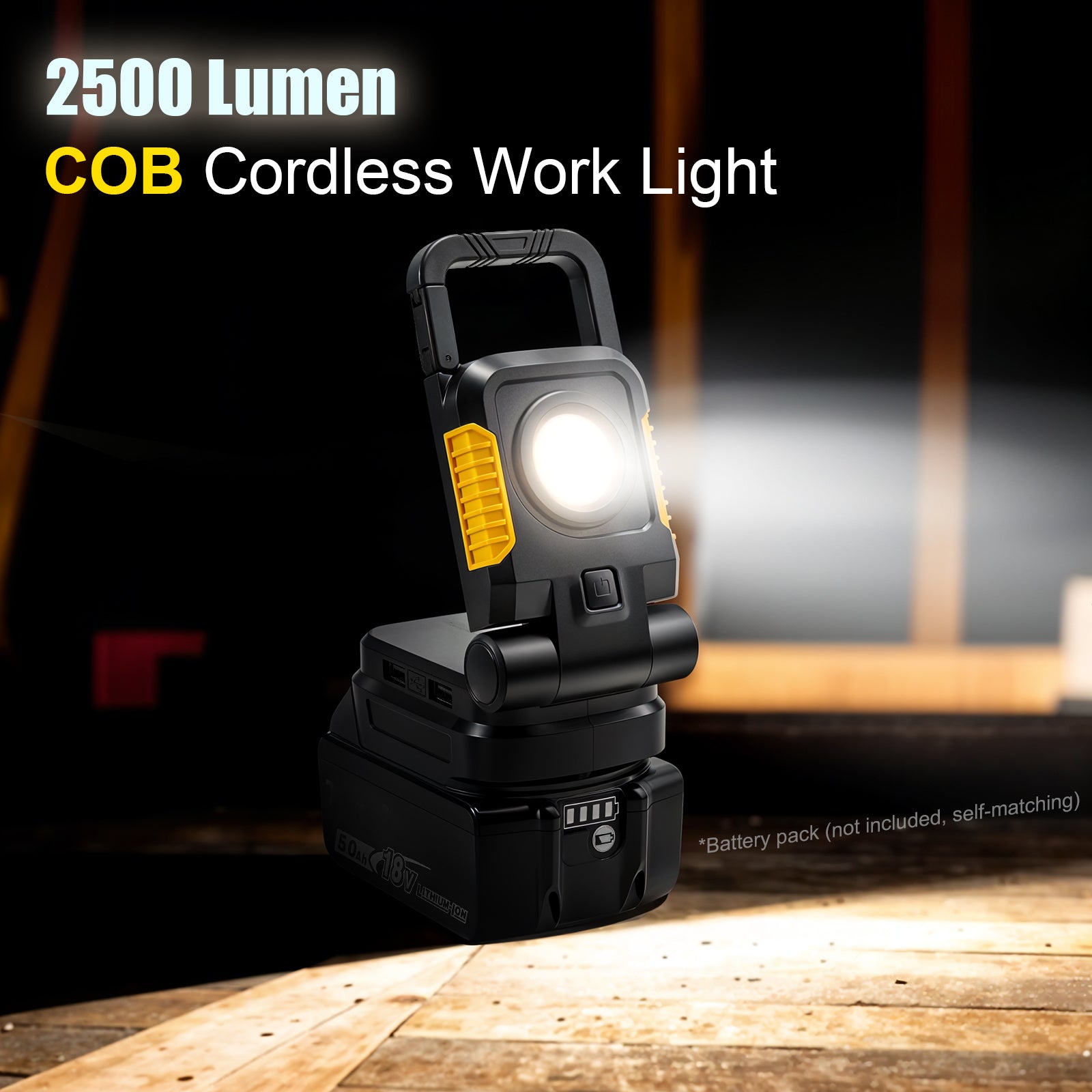 18V/20V Cordless Work Light 25W Portable Flood Light Work for Dewalt 20V Max Battery, Super Bright COB LED Work Light with 3 Light Modes and Upgraded Low Voltage Protection (no battery)
