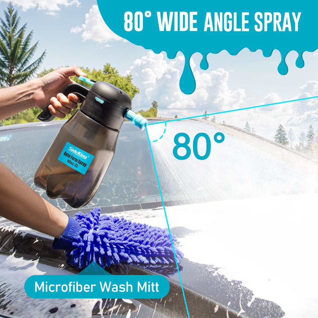 0.5Gal/2L Electric Foam Sprayer Car Wash, 60PSI Powerful Car Foam Sprayer with 2 Nozzles, Rechargeable Auto Pressurized Foam Sprayer, Battery Powered Foam Sprayer for Car Home Garden Cleaning