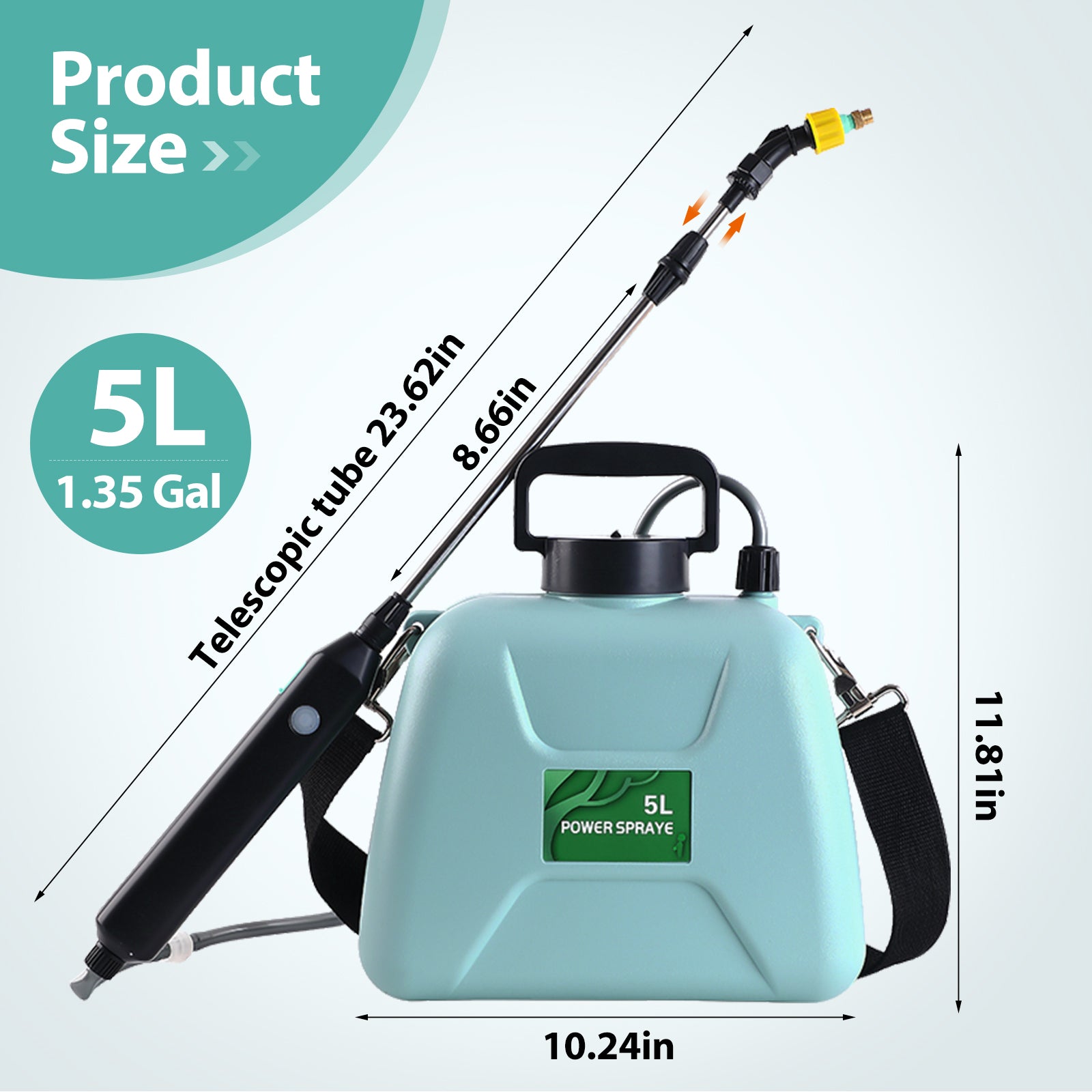 1.35 Gallon/5L Battery Powered Sprayer Portable Garden Sprayer