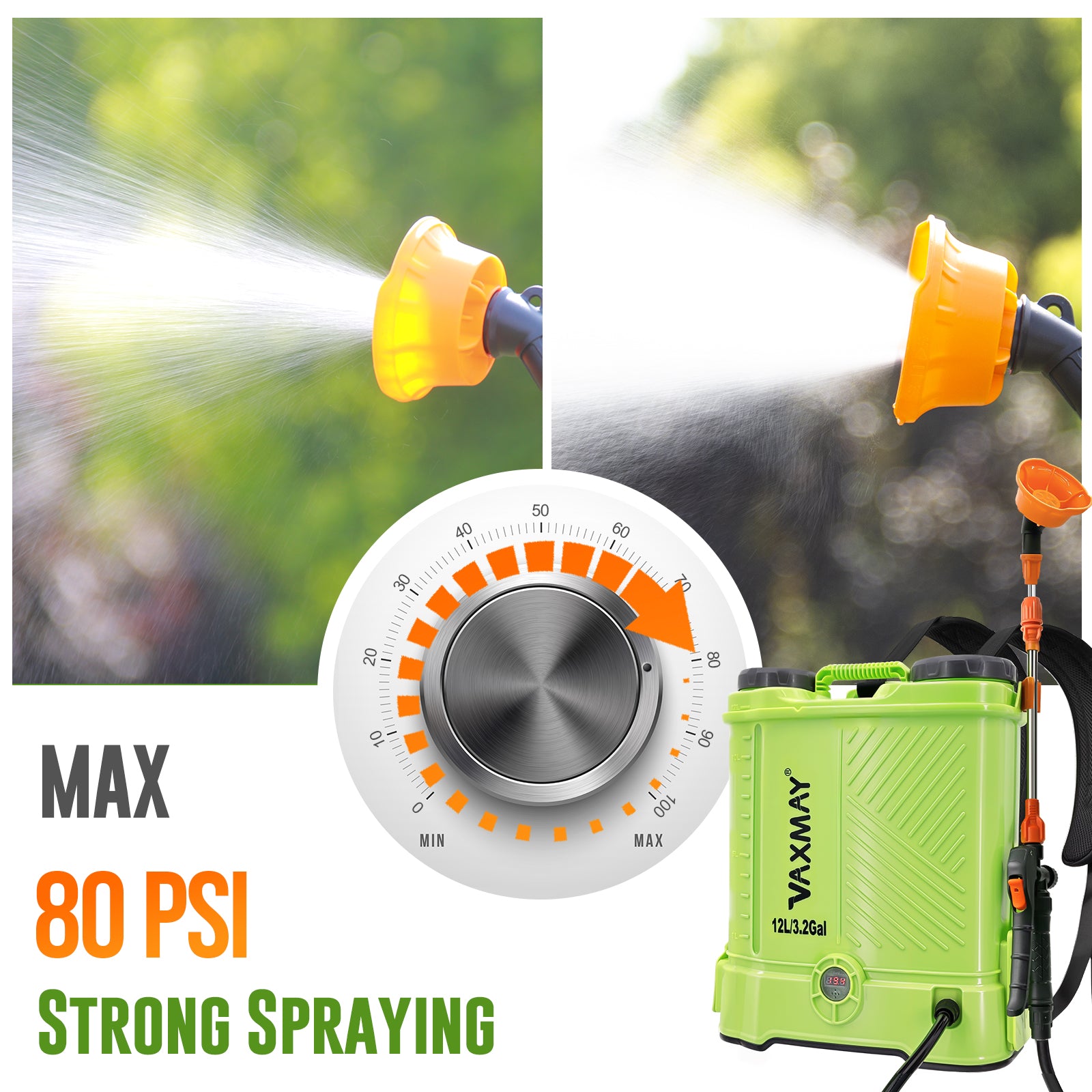 12L 16L Battery Powered Backpack Sprayer 3.2 Gallon 80 PSI Electric Graden Sprayer Works with Makita 18V Battery, Weed Lawn Sprayer with Telescopic Wand, 5 Nozzles, 2.0 Ah Battery & Charger Included