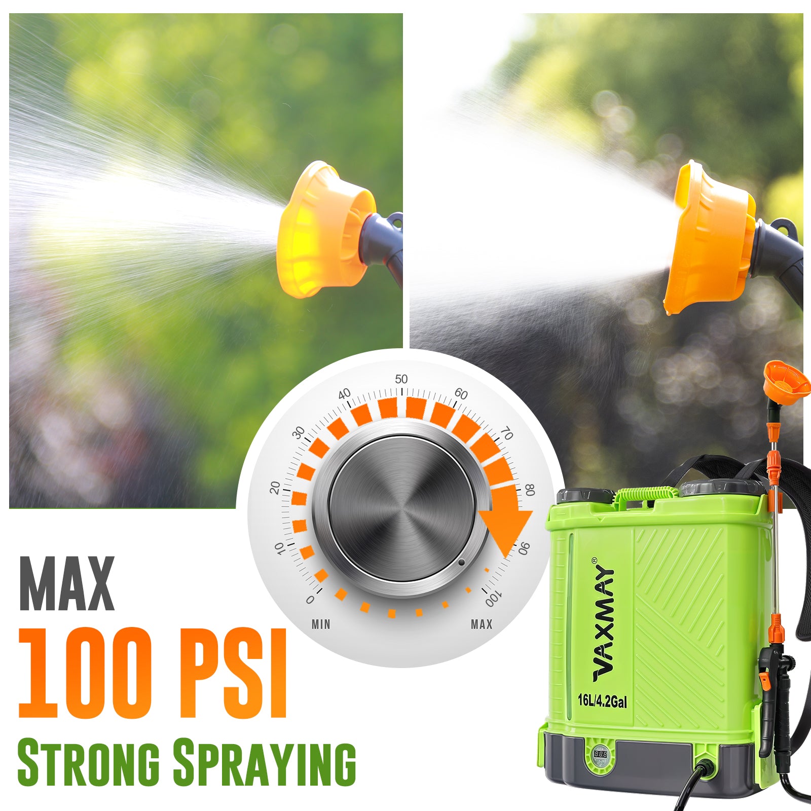 16L Battery Powered Backpack Sprayer 3.2 Gallon 80 PSI Electric Graden Sprayer Works with Makita 18V Battery, Weed Lawn Sprayer with Telescopic Wand, 5 Nozzles, 2.0 Ah Battery & Charger Included