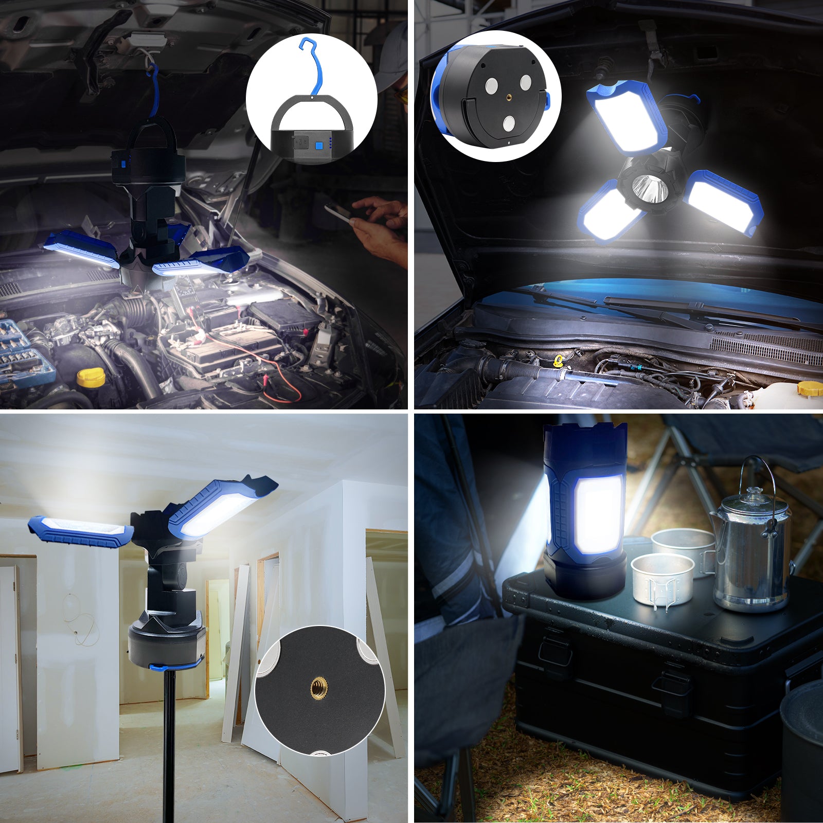 50W 5000LM Portable Three Head LED Work Light