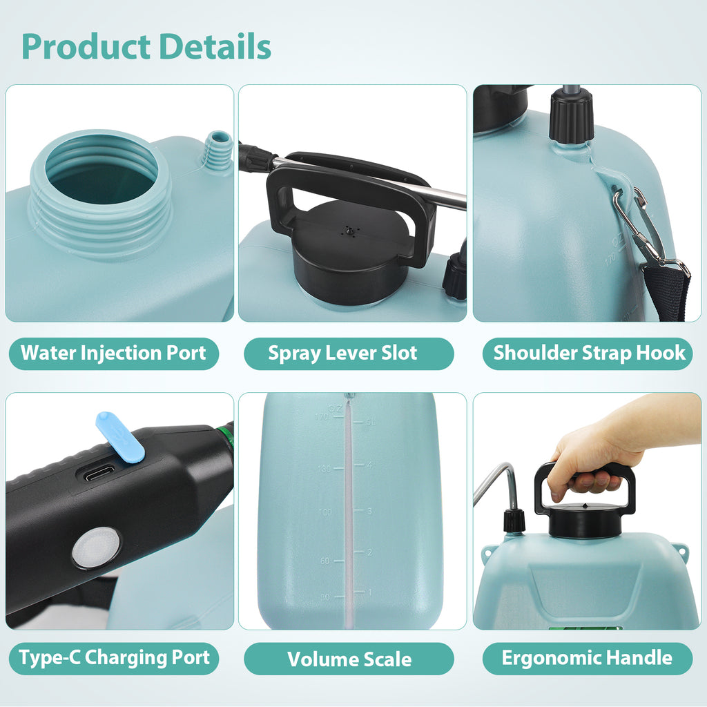 1.35 Gallon/5L Battery Powered Sprayer Portable Garden Sprayer