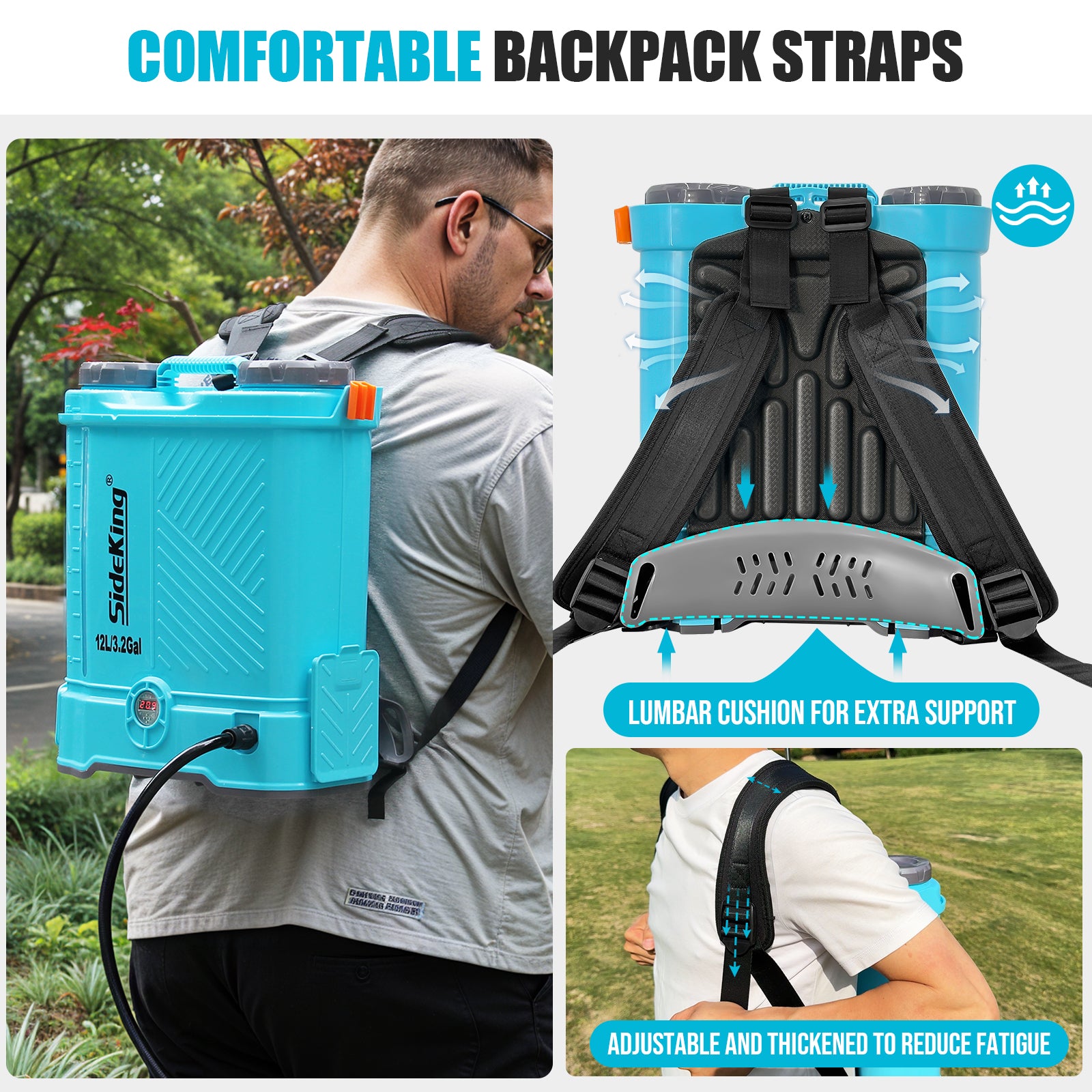 12L 16L Battery Powered Backpack Sprayer 3.2 Gallon 80 PSI Electric Graden Sprayer Works with Makita 18V Battery, Weed Lawn Sprayer with Telescopic Wand, 5 Nozzles, 2.0 Ah Battery & Charger Included
