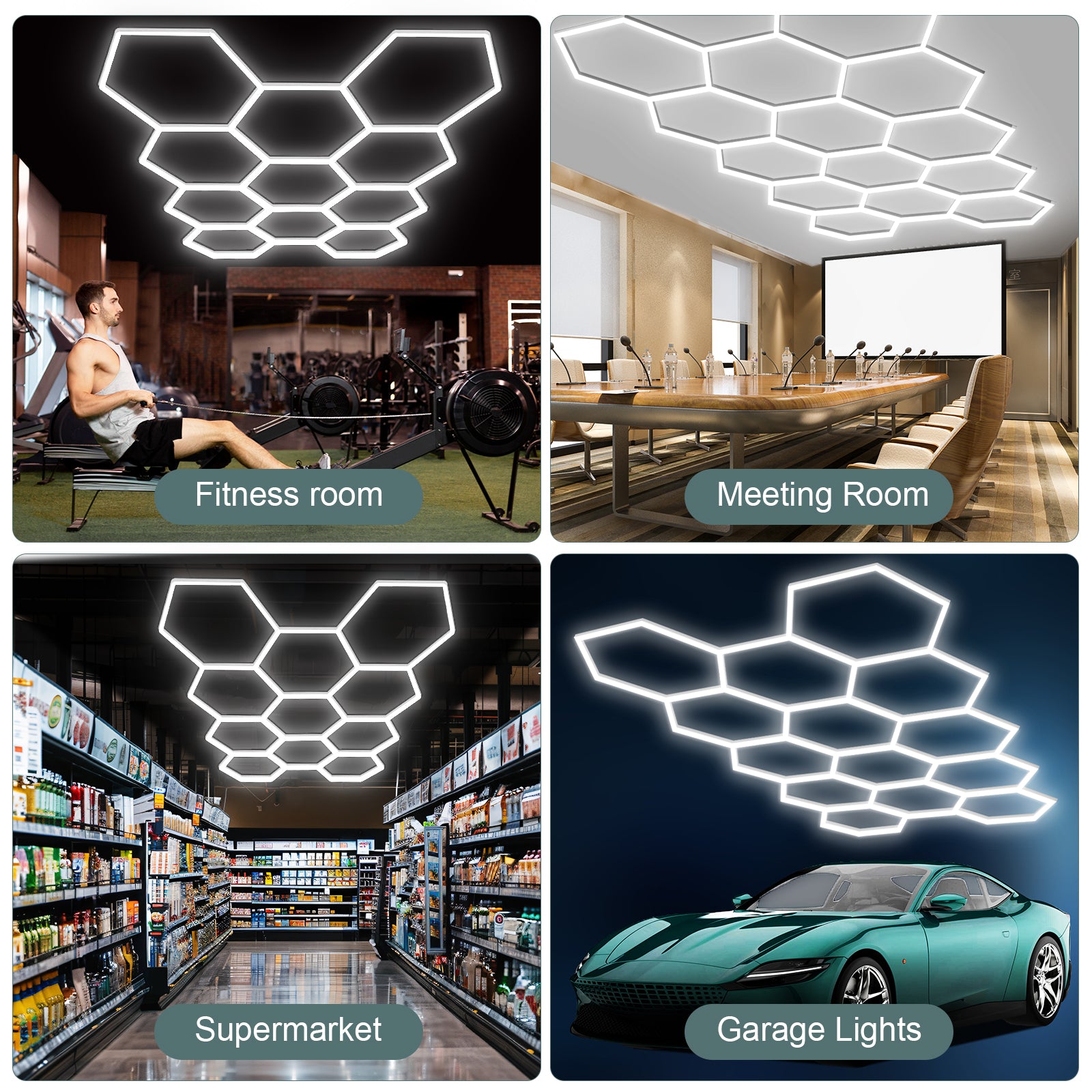 Hexagon Led Garage Lights 5 Hex Grid 192W 26400LM Super Bright Led Garage Ceiling Lights 6500K Hex Led Lights for Garage Wall Workshop Basement Warehouse Car Detailing Shop without Frame