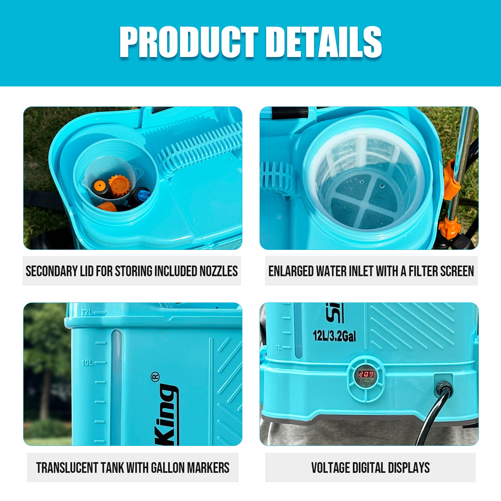 12L 16L Battery Powered Backpack Sprayer 3.2 Gallon 80 PSI Electric Graden Sprayer Works with Makita 18V Battery, Weed Lawn Sprayer with Telescopic Wand, 5 Nozzles, 2.0 Ah Battery & Charger Included