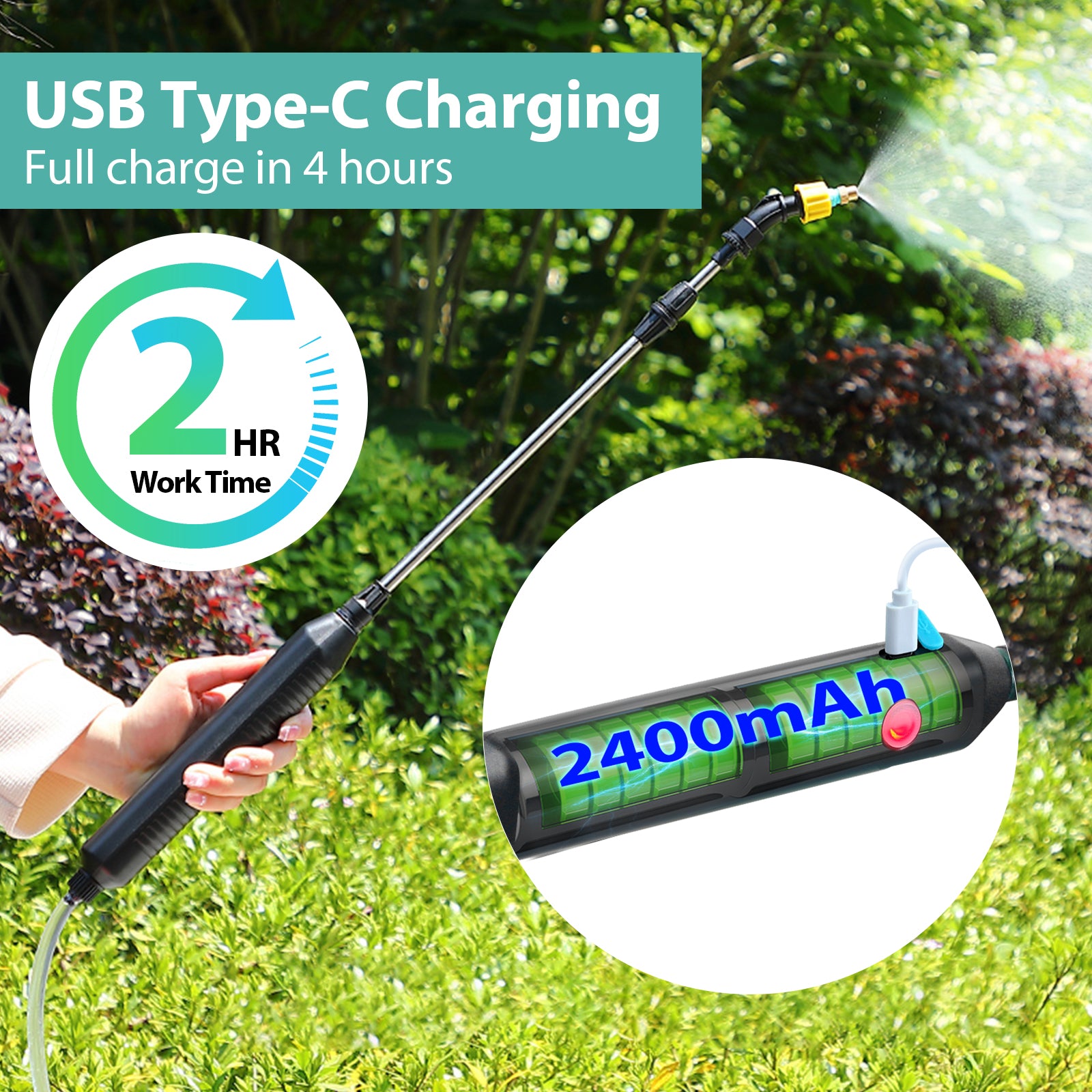 Battery Powered Sprayer Wand for Garden Spraying