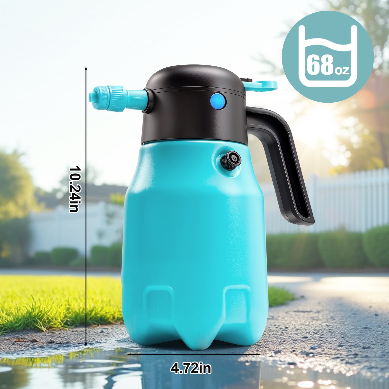 0.5Gal/2L 68oz Electric Foam Sprayer, 60PSI Battery Powered Car Foam Sprayer with 2 Adjustable Nozzles, Rechargeable Cordless Foaming Spray for Car Wash Detailing Garden