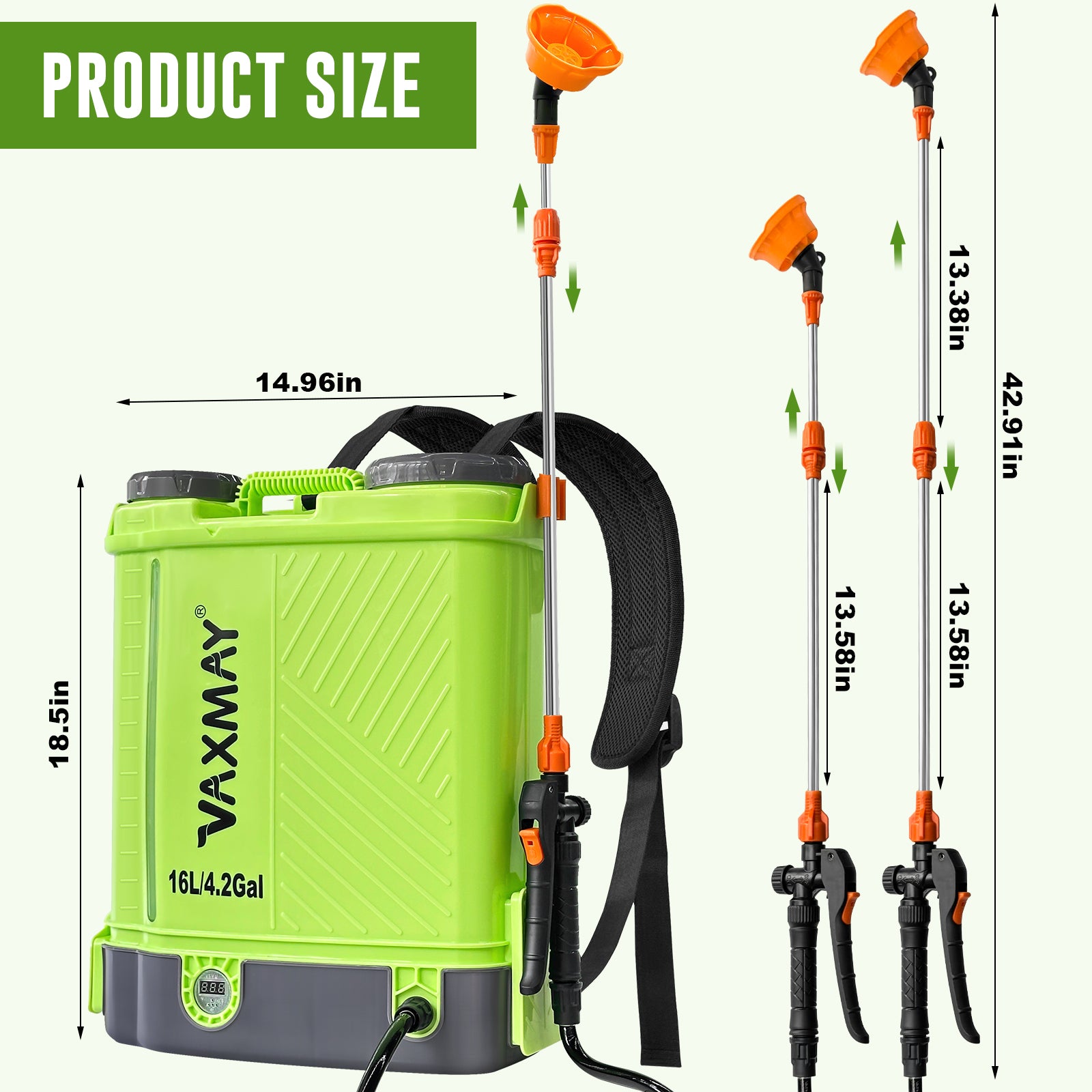 16L Battery Powered Backpack Sprayer 3.2 Gallon 80 PSI Electric Graden Sprayer Works with Makita 18V Battery, Weed Lawn Sprayer with Telescopic Wand, 5 Nozzles, 2.0 Ah Battery & Charger Included