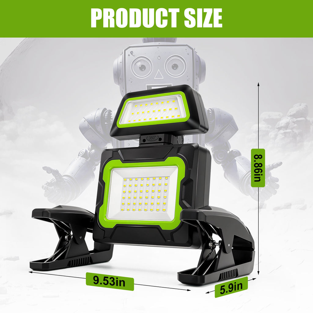 LED Construction Spotlight Battery 5000 Lumen LED Spotlight Battery Work Light with 6 Modes, Portable Work Light for Workshop, Construction Site, Garage, Camping, Outdoor Lighting