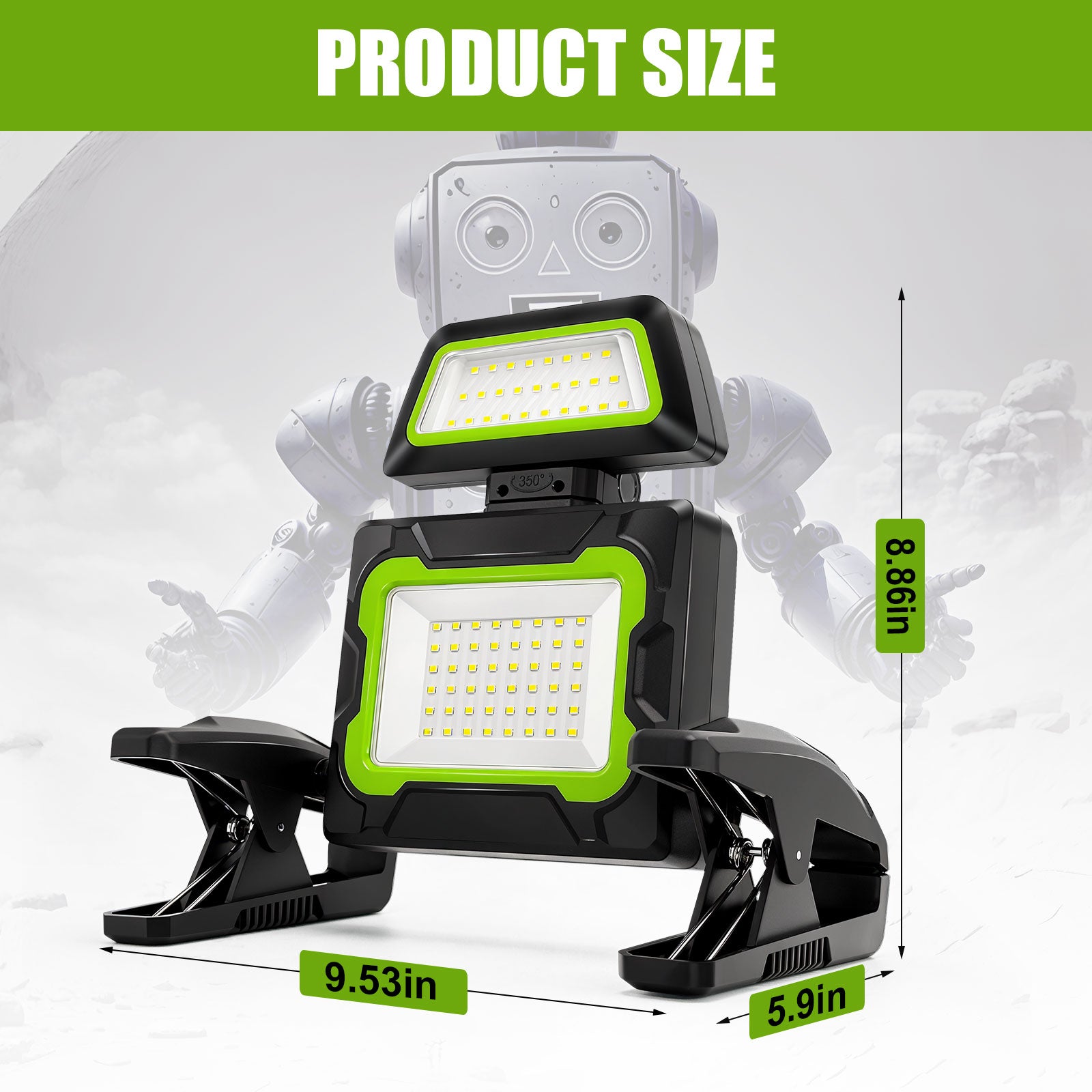 LED Construction Spotlight Battery 5000 Lumen LED Spotlight Battery Work Light with 6 Modes, Portable Work Light for Workshop, Construction Site, Garage, Camping, Outdoor Lighting