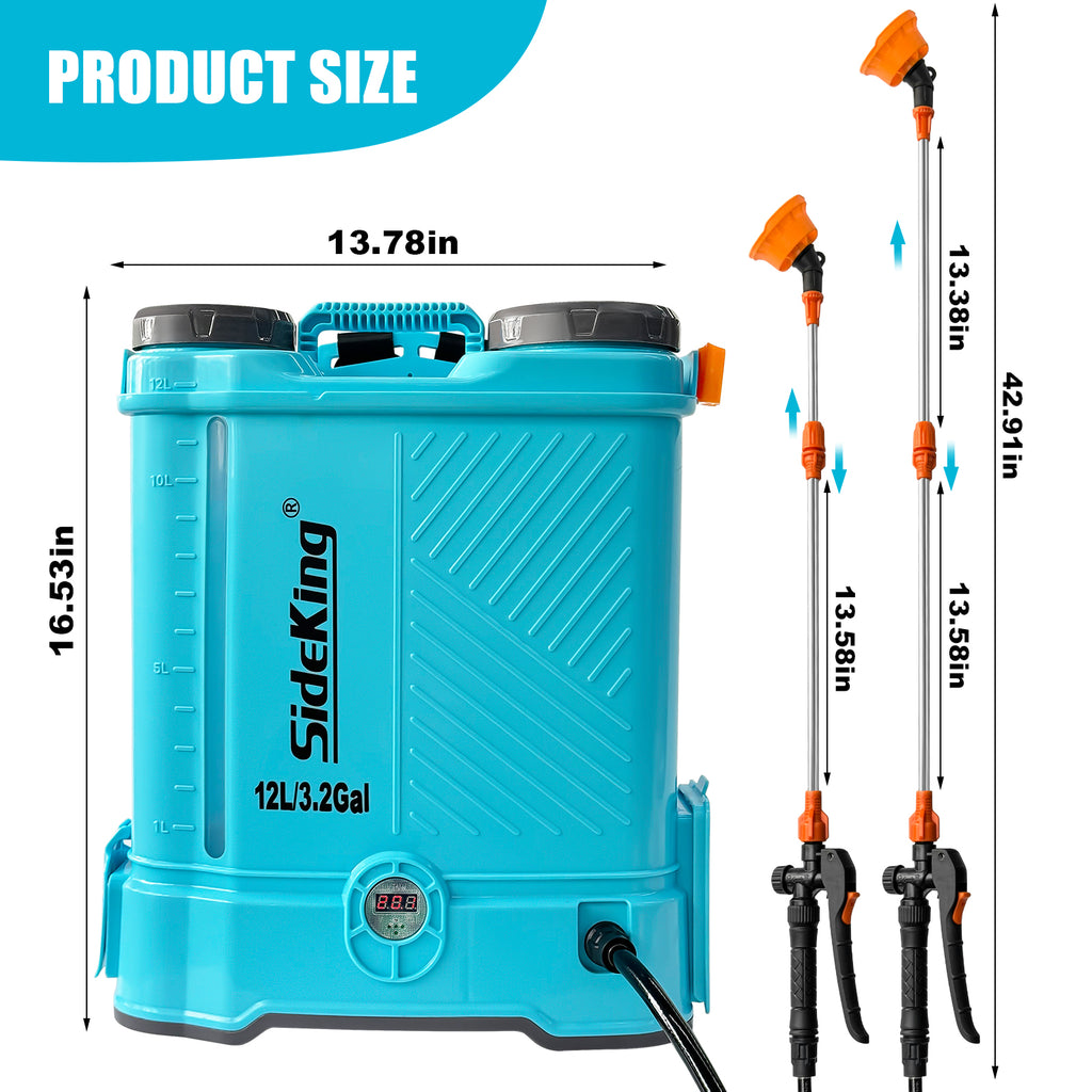 12L 16L Battery Powered Backpack Sprayer 3.2 Gallon 80 PSI Electric Graden Sprayer Works with Makita 18V Battery, Weed Lawn Sprayer with Telescopic Wand, 5 Nozzles, 2.0 Ah Battery & Charger Included