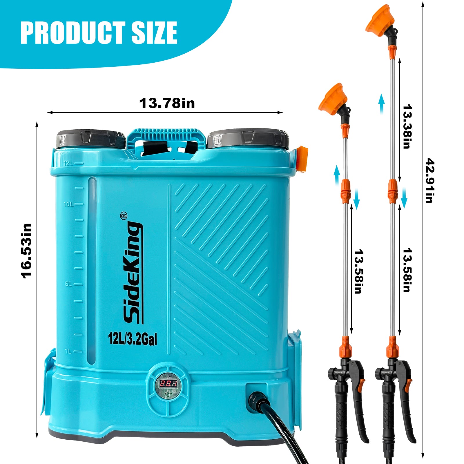12L 16L Battery Powered Backpack Sprayer 3.2 Gallon 80 PSI Electric Graden Sprayer Works with Makita 18V Battery, Weed Lawn Sprayer with Telescopic Wand, 5 Nozzles, 2.0 Ah Battery & Charger Included