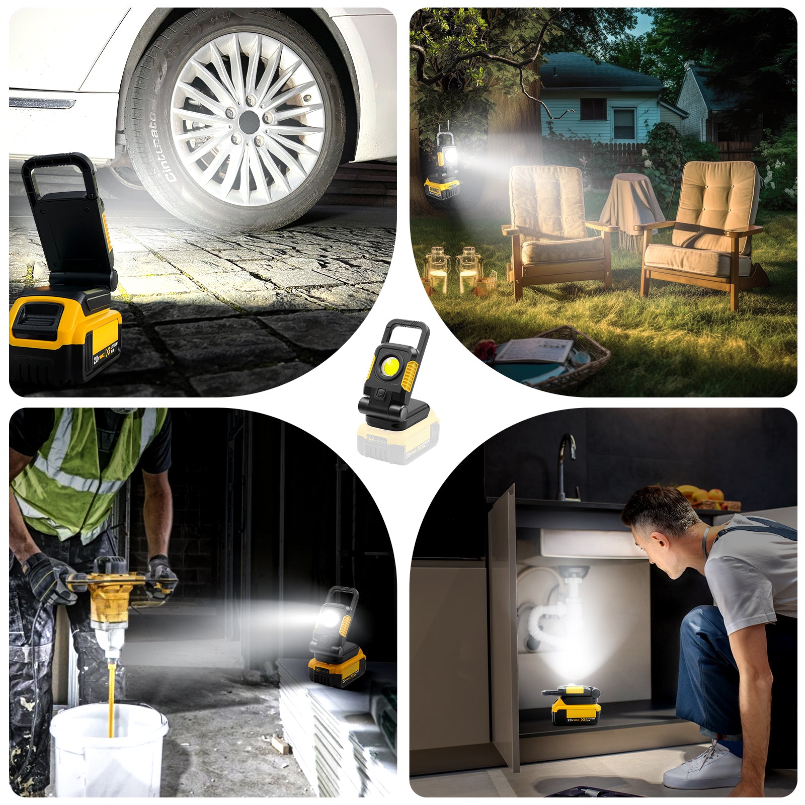 1500LM 10W Car Repair Battery Powered Work Light COB Adjustable Battery Work Light with Hook