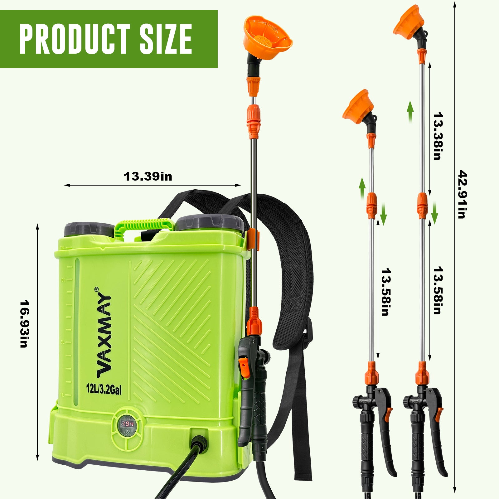 12L 16L Battery Powered Backpack Sprayer 3.2 Gallon 80 PSI Electric Graden Sprayer Works with Makita 18V Battery, Weed Lawn Sprayer with Telescopic Wand, 5 Nozzles, 2.0 Ah Battery & Charger Included