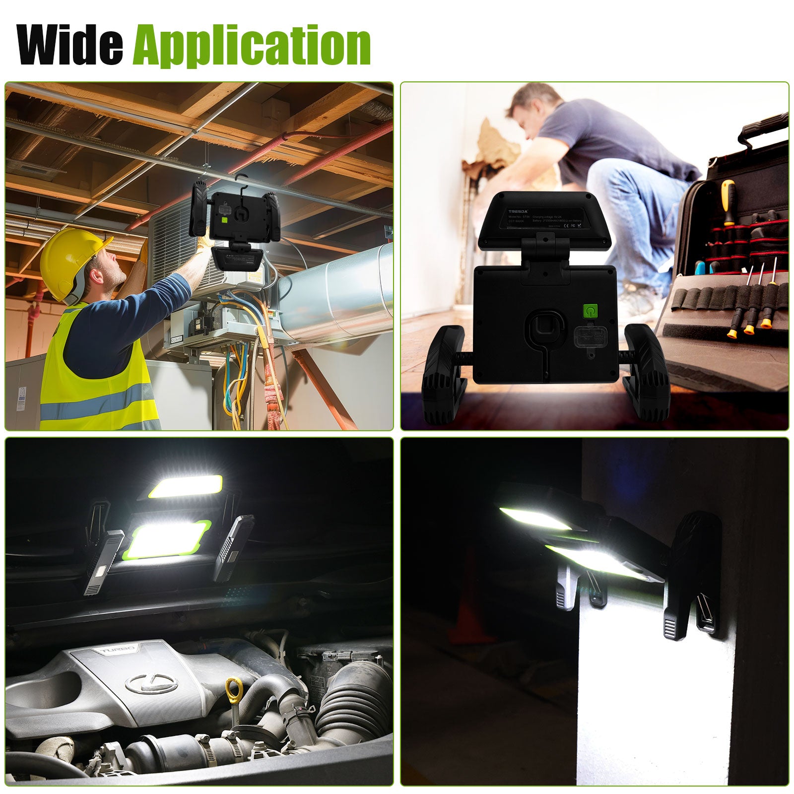 LED Construction Spotlight Battery 5000 Lumen LED Spotlight Battery Work Light with 6 Modes, Portable Work Light for Workshop, Construction Site, Garage, Camping, Outdoor Lighting