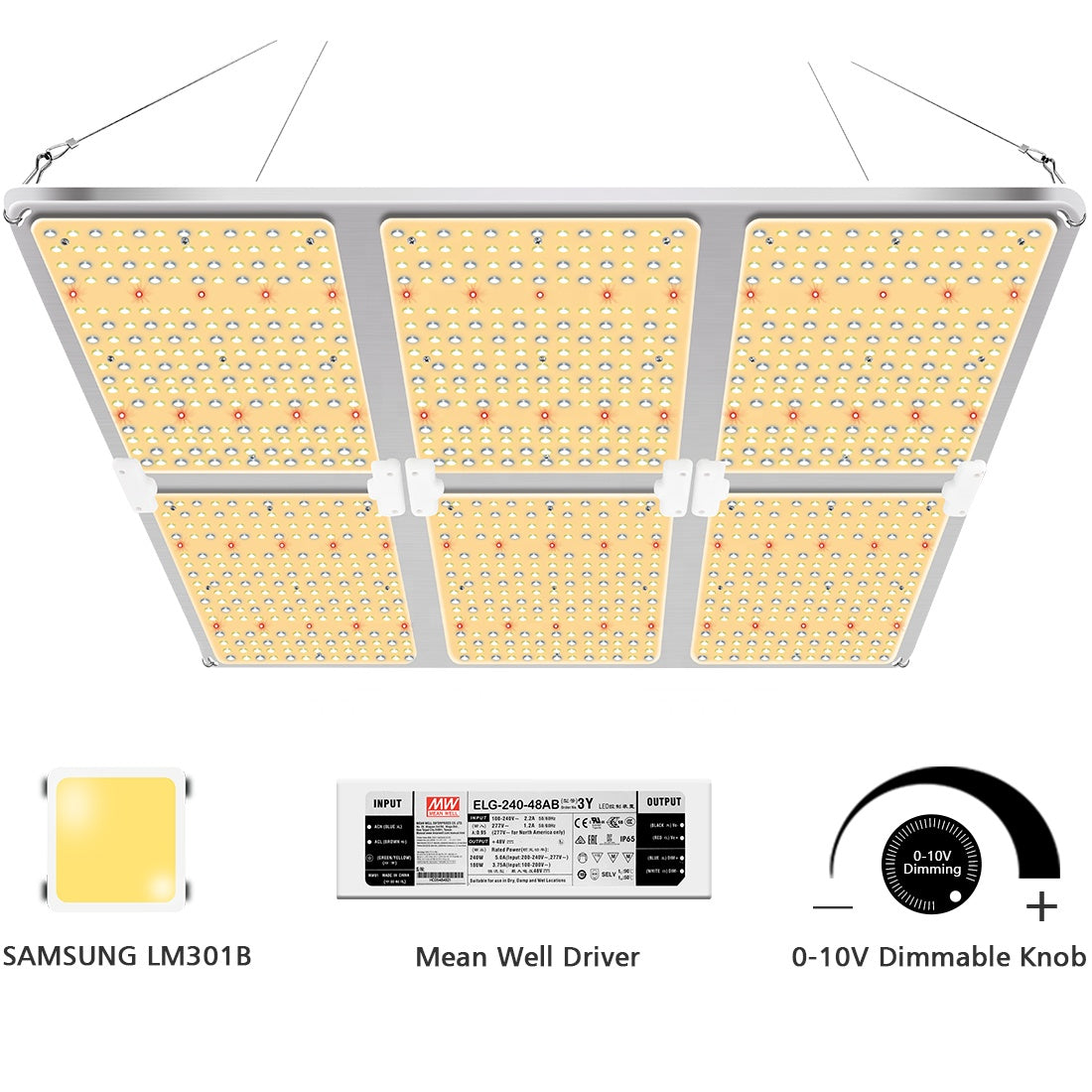 LED Grow Light GL6000-600W with Samsung LM301 for Indoor Plants 5x5ft tent