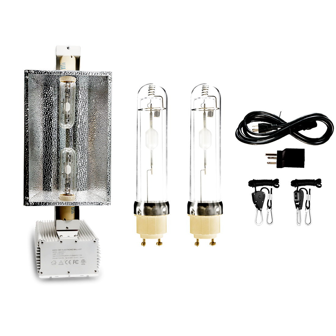 Sylstar 630W Ceramic Metal Halide CMH/CDM Grow Light Kit, ETL Listed, High-Reflectivity Aluminum Hood, 120-240V Ballast, Full-Spectrum CMH Hydroponic Grow Light and Suspension System