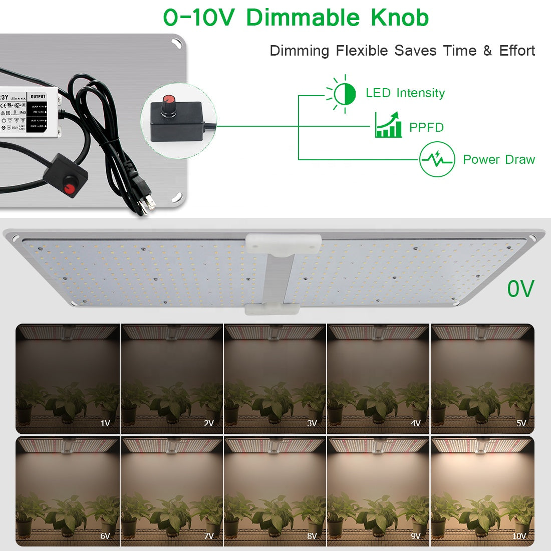 LED Grow Light GL6000-600W with Samsung LM301 for Indoor Plants 5x5ft tent