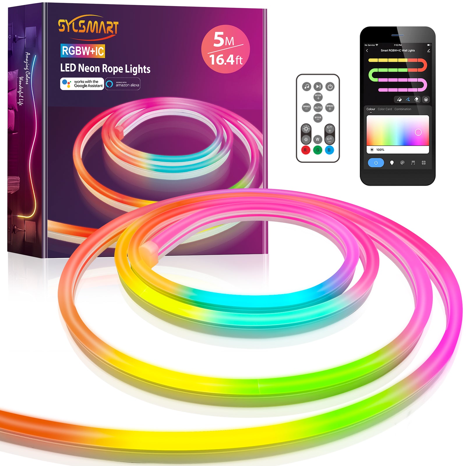 RGBIC Neon Rope Lights with Music Sync, Flexible DIY Design