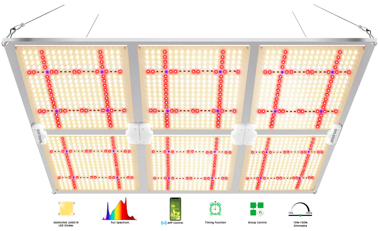 GL6000s/600W Smart Control Led Grow Lights, full spectrum with IR and UVA, 1884pcs LED for 5x5'ft