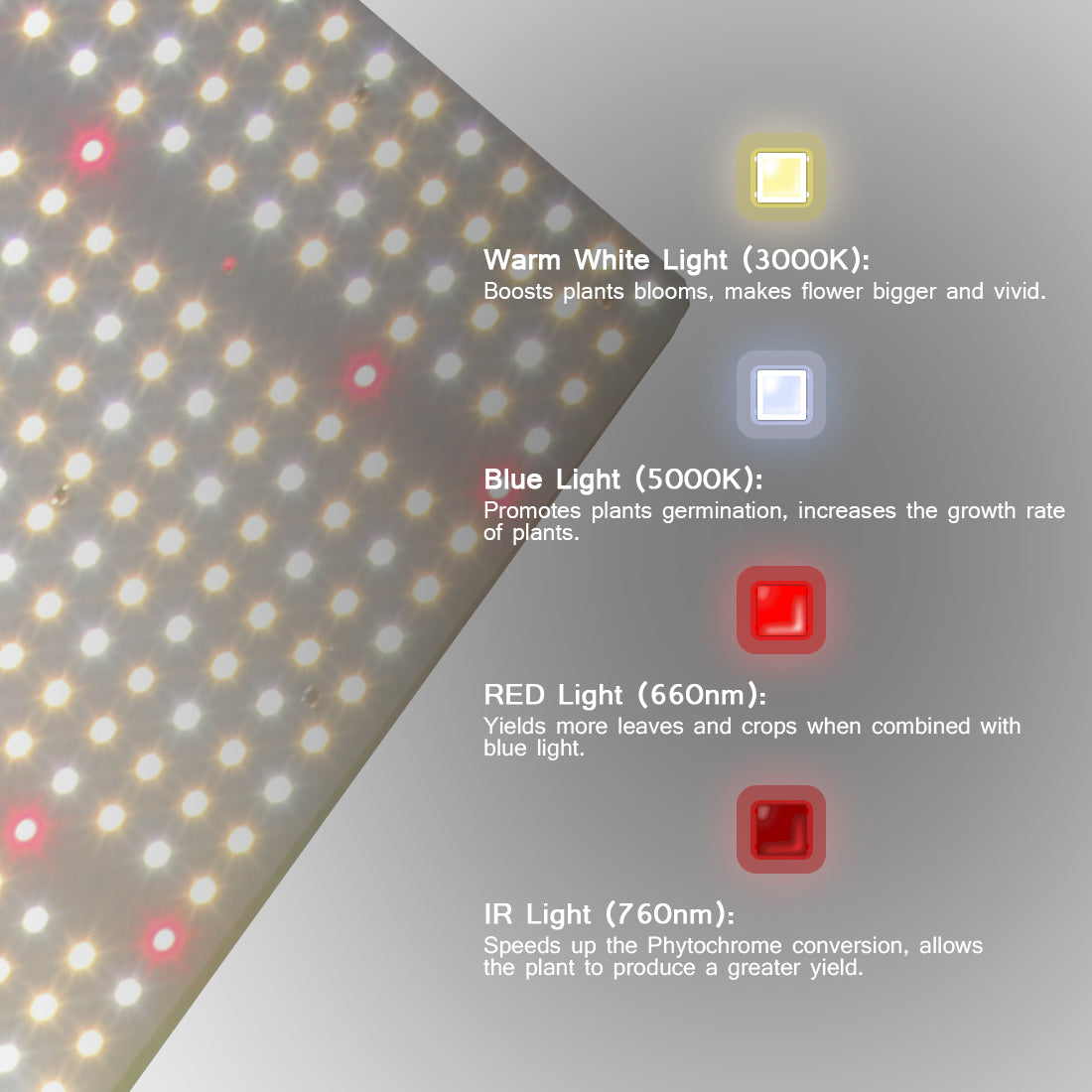 GL6000d/600W LED Grow Light with Samsung LM301&Daisy Chain Dimming, full spectrum for indoor plants